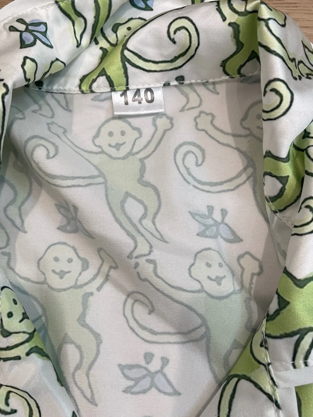 Amazon Essentials White and Green Monkey Print Pajama Set